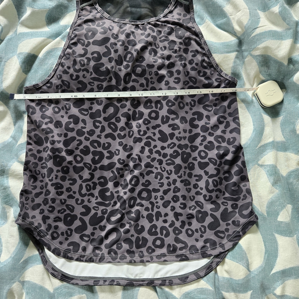 Women’s Charcoal Leopard Print Racerback Tank Top - Picture 7 of 10